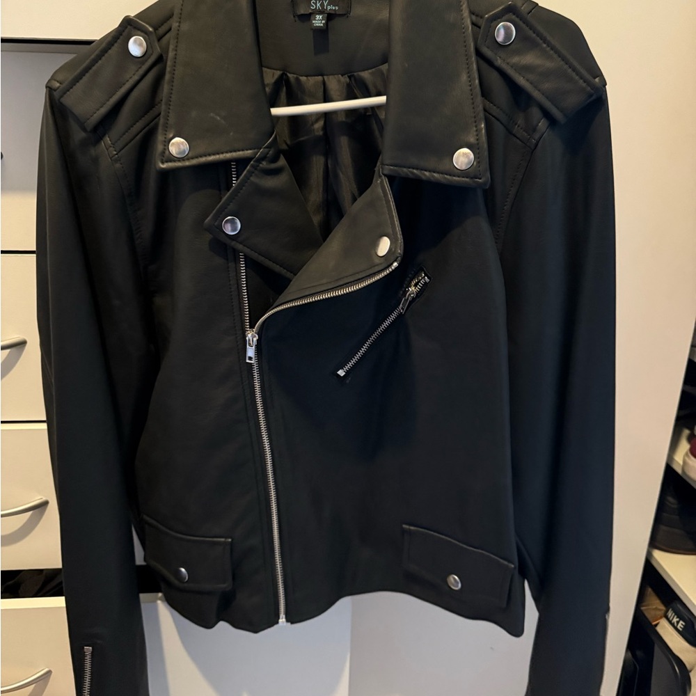 Sky Women's Black Leather Biker Jacket